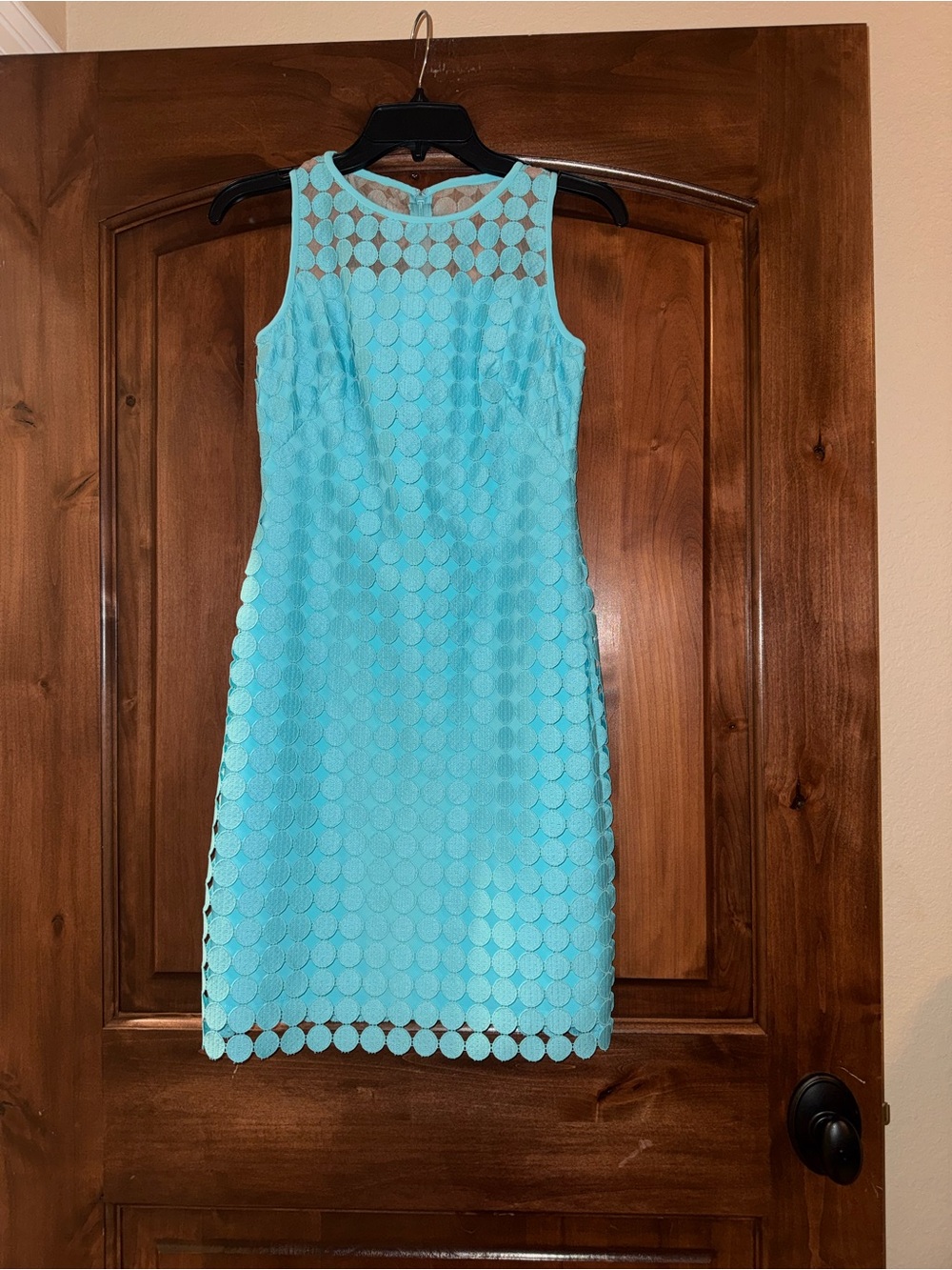 Lauren Ralph Lauren Aqua Blue Circle Lace Sheath Dress